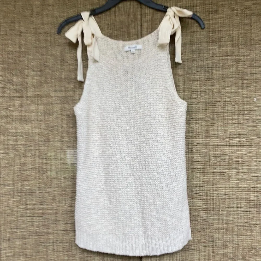 Madewell cotton linen knit top off white - Picture 1 of 6